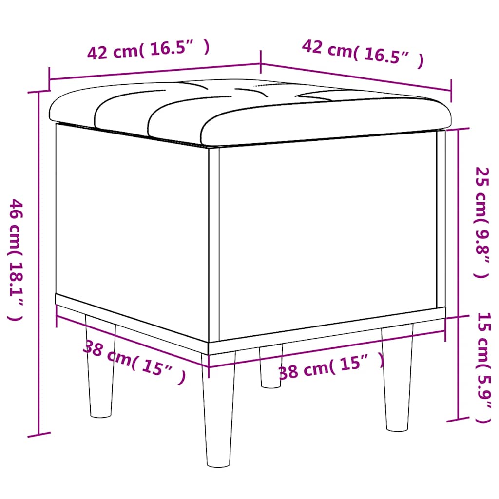 Banc de rangement gris béton 42x42x46 cm bois d'ingénierie - XIOS