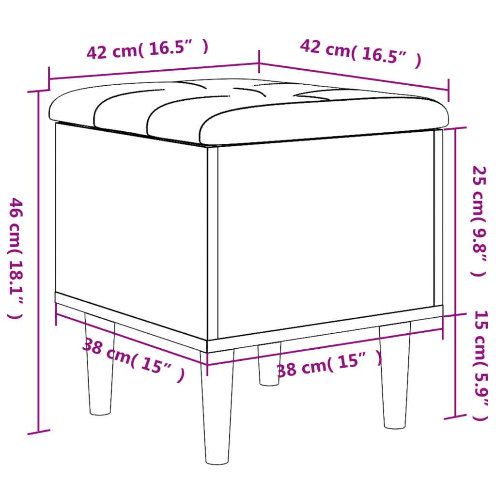 Banc de rangement chêne fumé 42x42x46 cm bois d'ingénierie - XIOS
