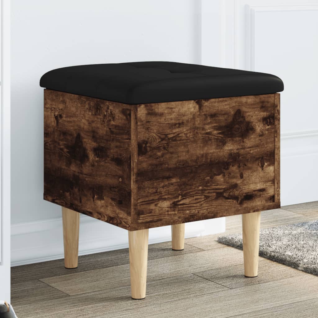 Banc de rangement chêne fumé 42x42x46 cm bois d'ingénierie - XIOS