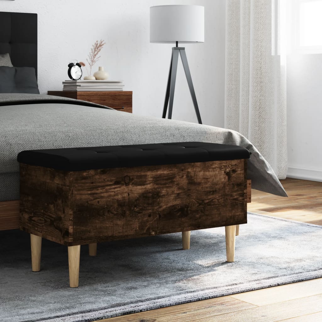 Banc de rangement chêne fumé 82x42x46 cm bois d'ingénierie - XIOS