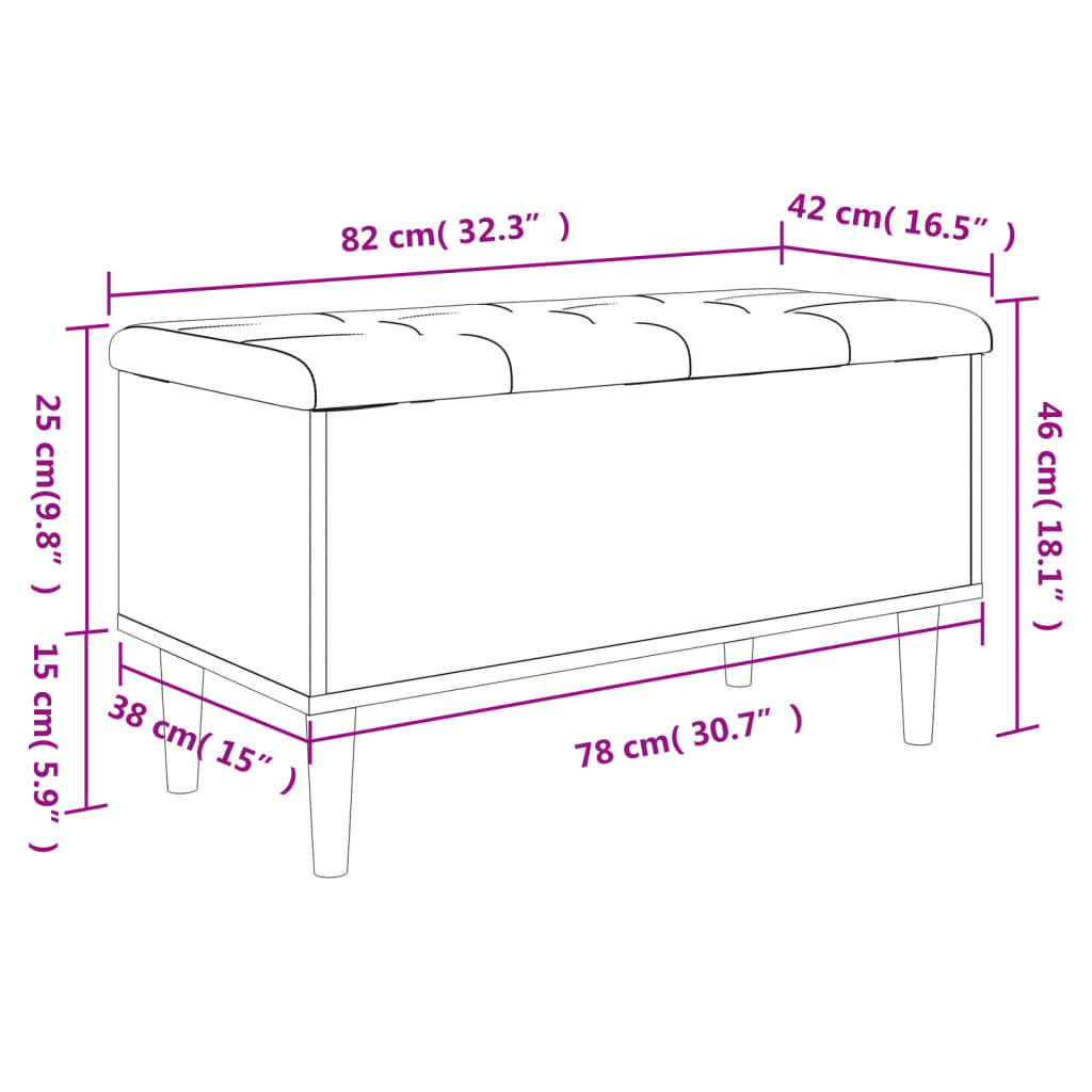 Banc de rangement chêne fumé 82x42x46 cm bois d'ingénierie - XIOS