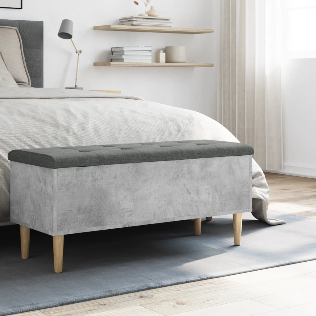 Banc de rangement gris béton 102x42x46 cm bois d'ingénierie - XIOS