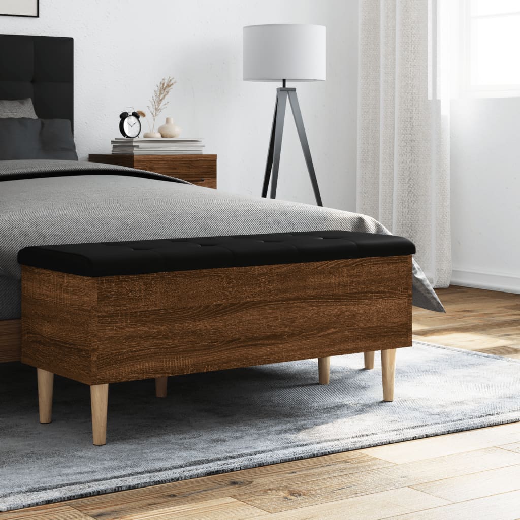 Banc de rangement chêne marron 102x42x46 cm bois d'ingénierie - XIOS