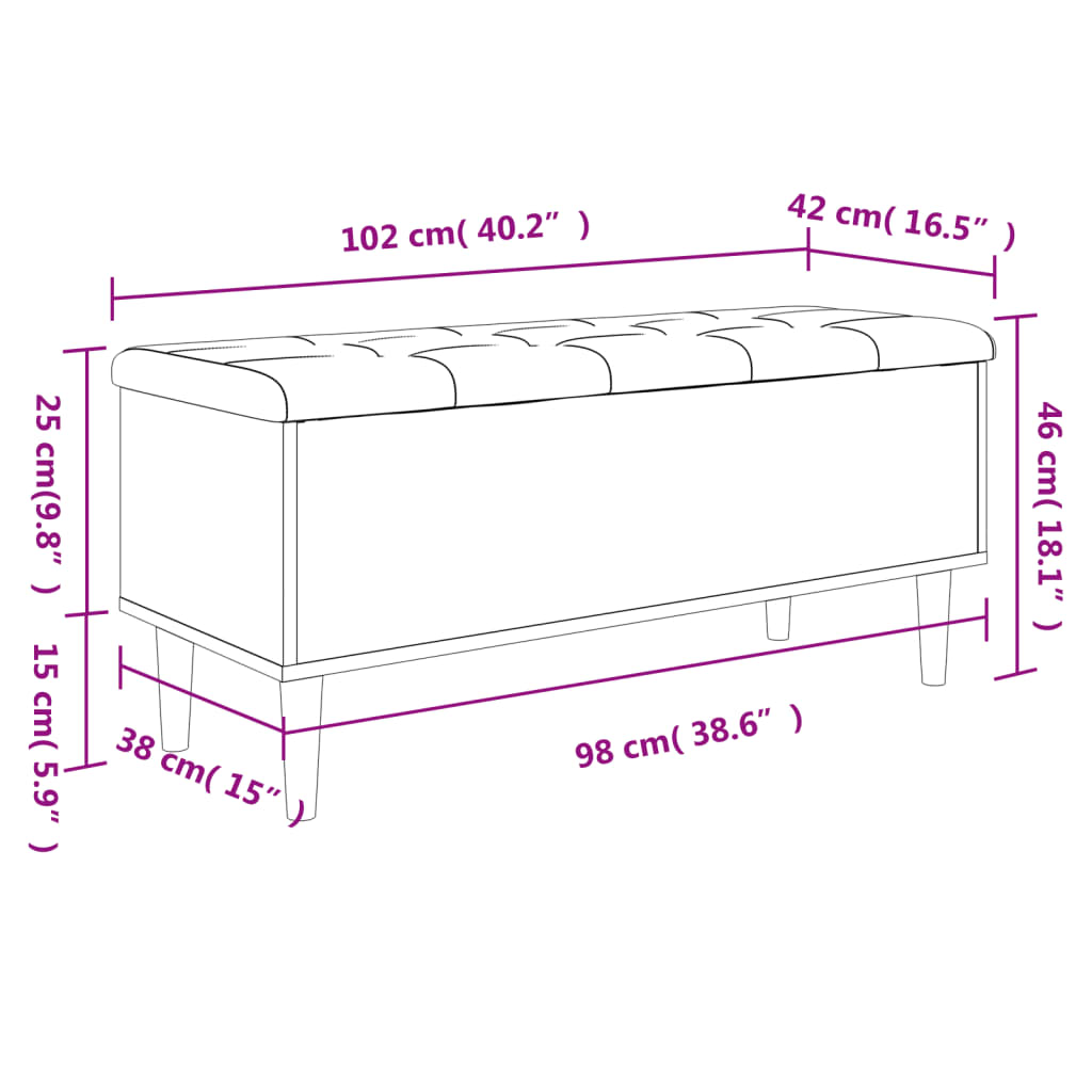 Banc de rangement chêne marron 102x42x46 cm bois d'ingénierie - XIOS