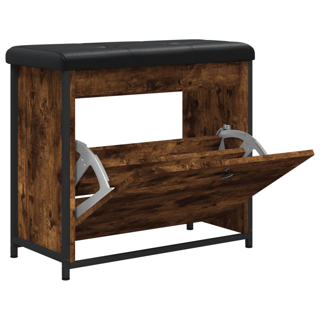 Banc à chaussures avec tiroir rabattable chêne fumé 62x32x56 cm - XIOS