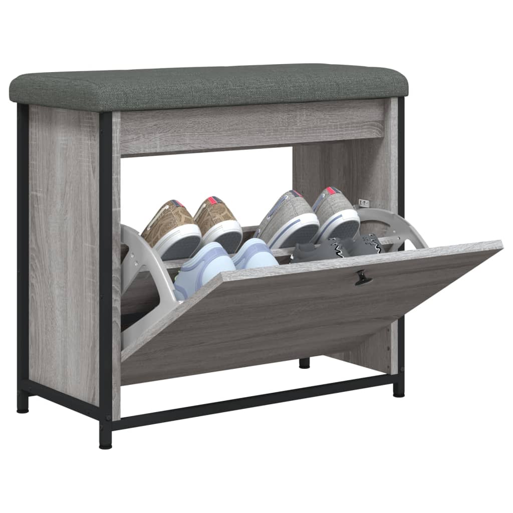 Banc à chaussures tiroir rabattable sonoma gris 62x32x56 cm - XIOS