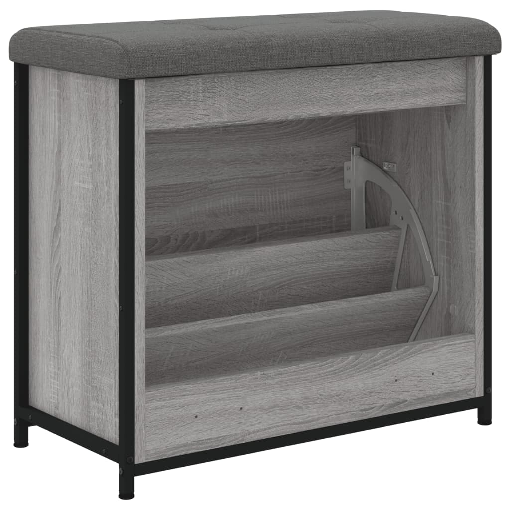 Banc à chaussures tiroir rabattable sonoma gris 62x32x56 cm - XIOS