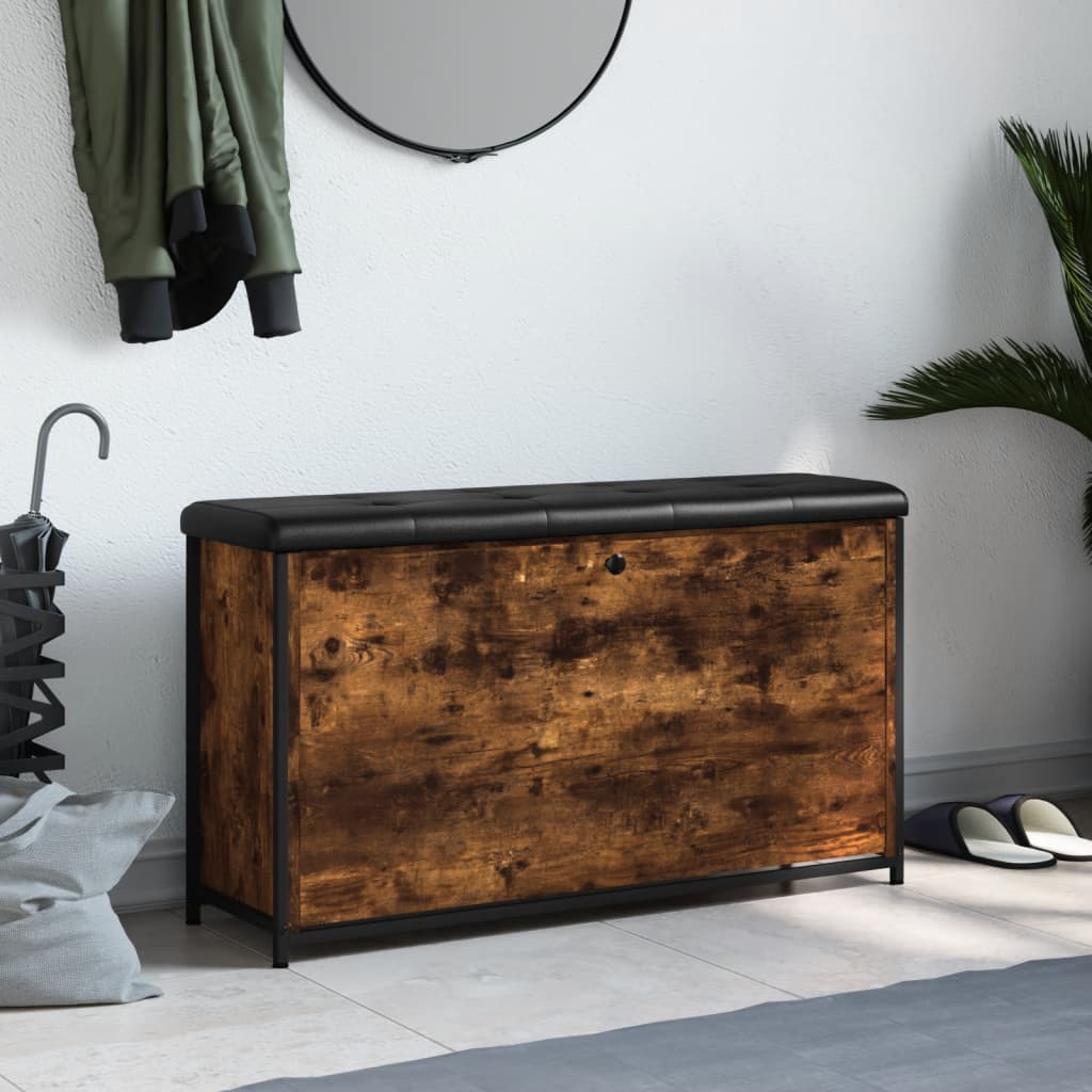 Banc à chaussures tiroir rabattable chêne fumé 102x32x56 cm - XIOS