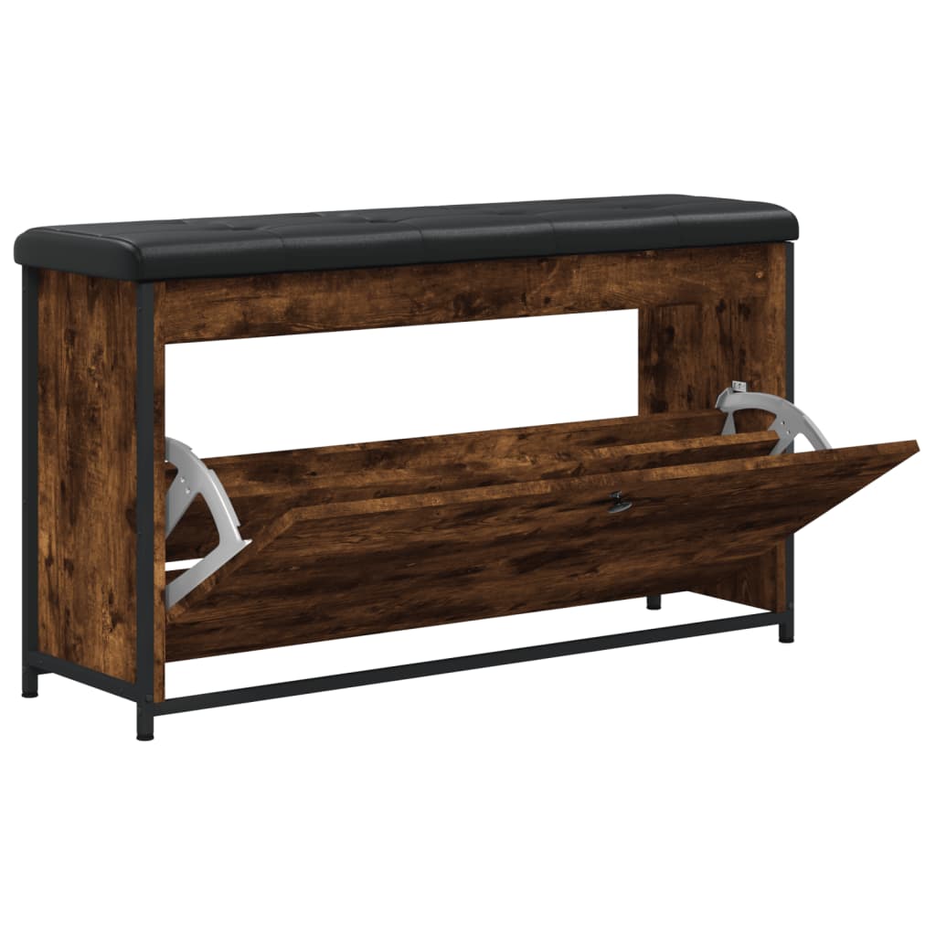 Banc à chaussures tiroir rabattable chêne fumé 102x32x56 cm - XIOS