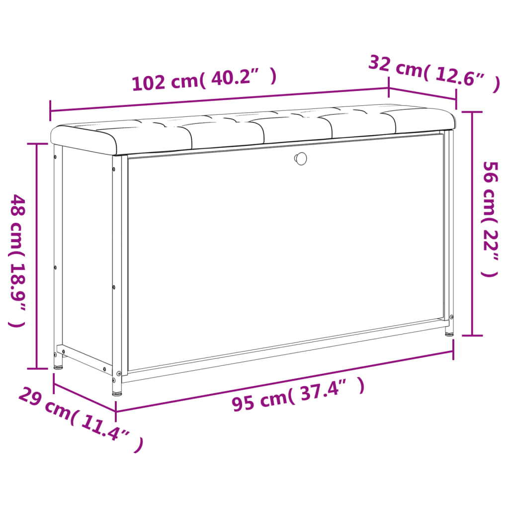 Banc à chaussures tiroir rabattable chêne fumé 102x32x56 cm - XIOS