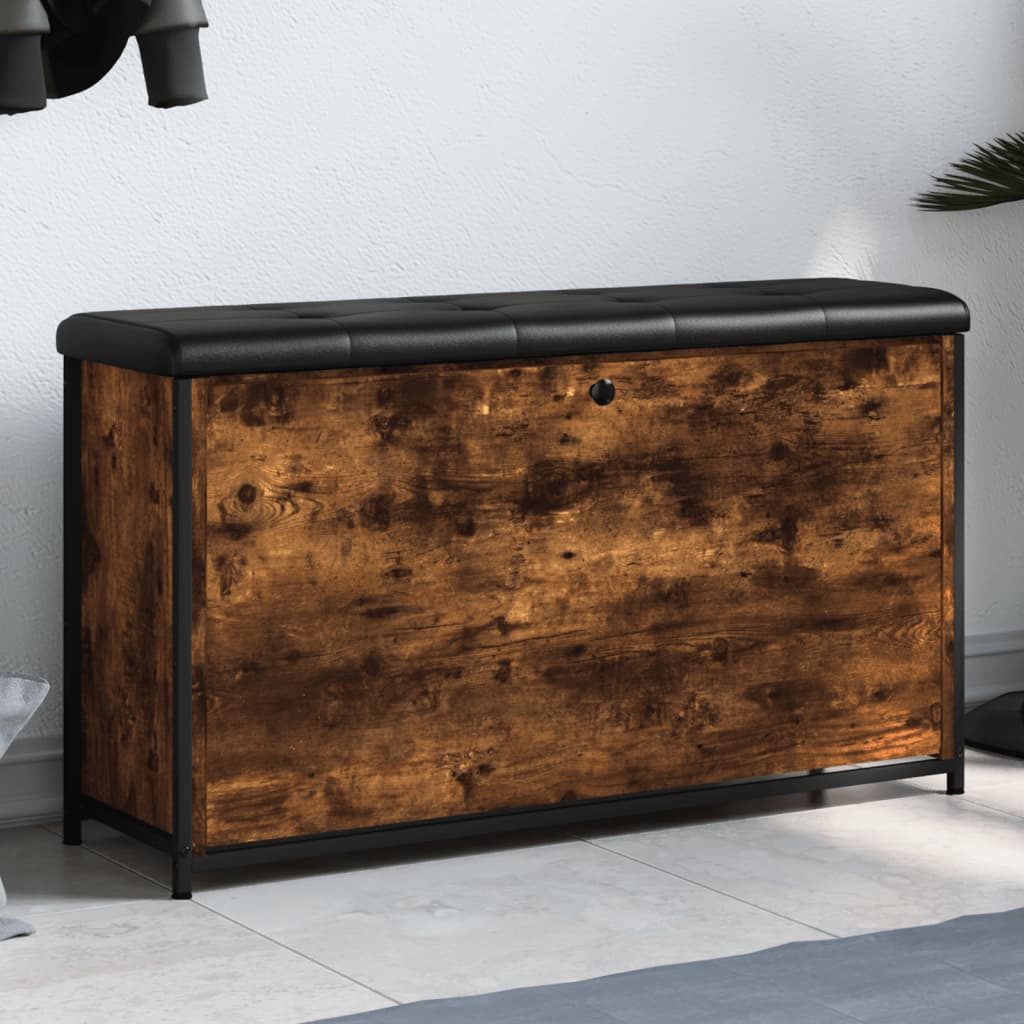 Banc à chaussures tiroir rabattable chêne fumé 102x32x56 cm - XIOS