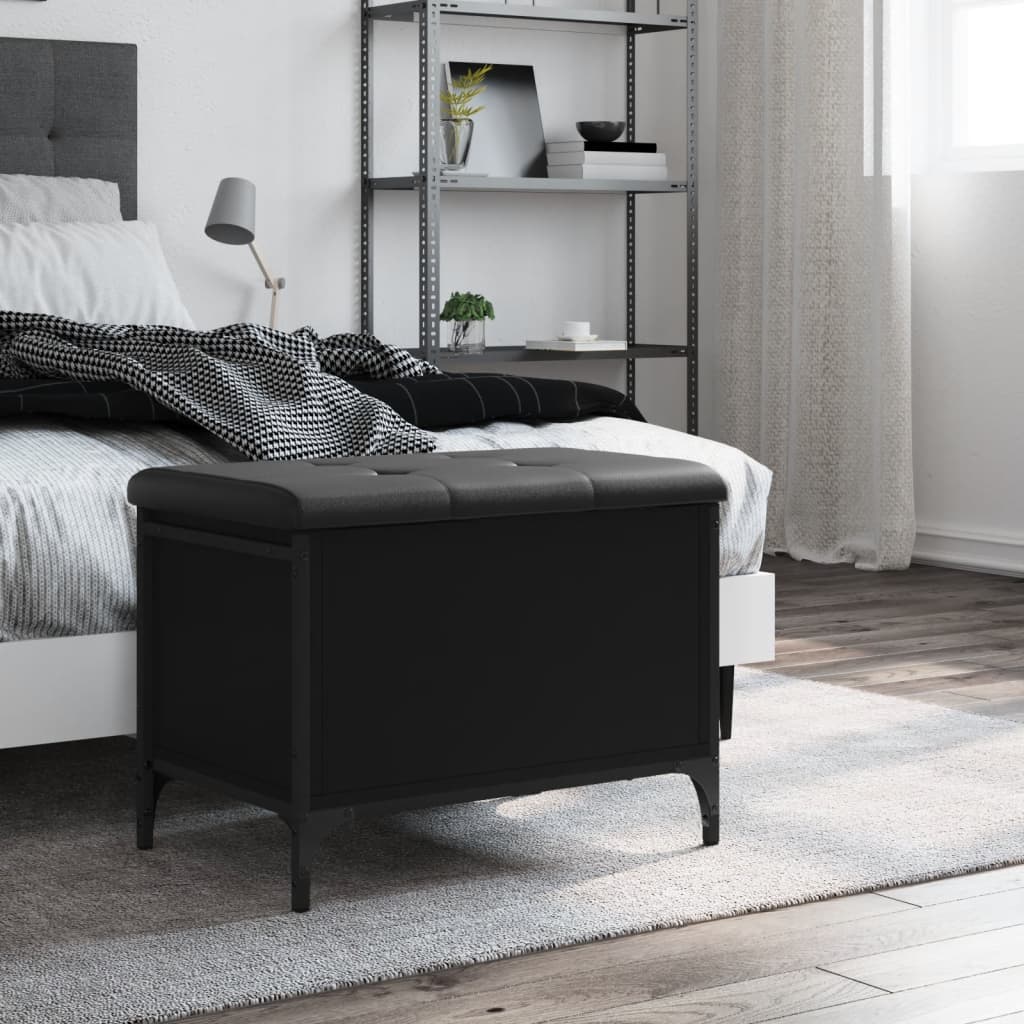 Banc de rangement noir 62x42x45 cm bois d'ingénierie - XIOS