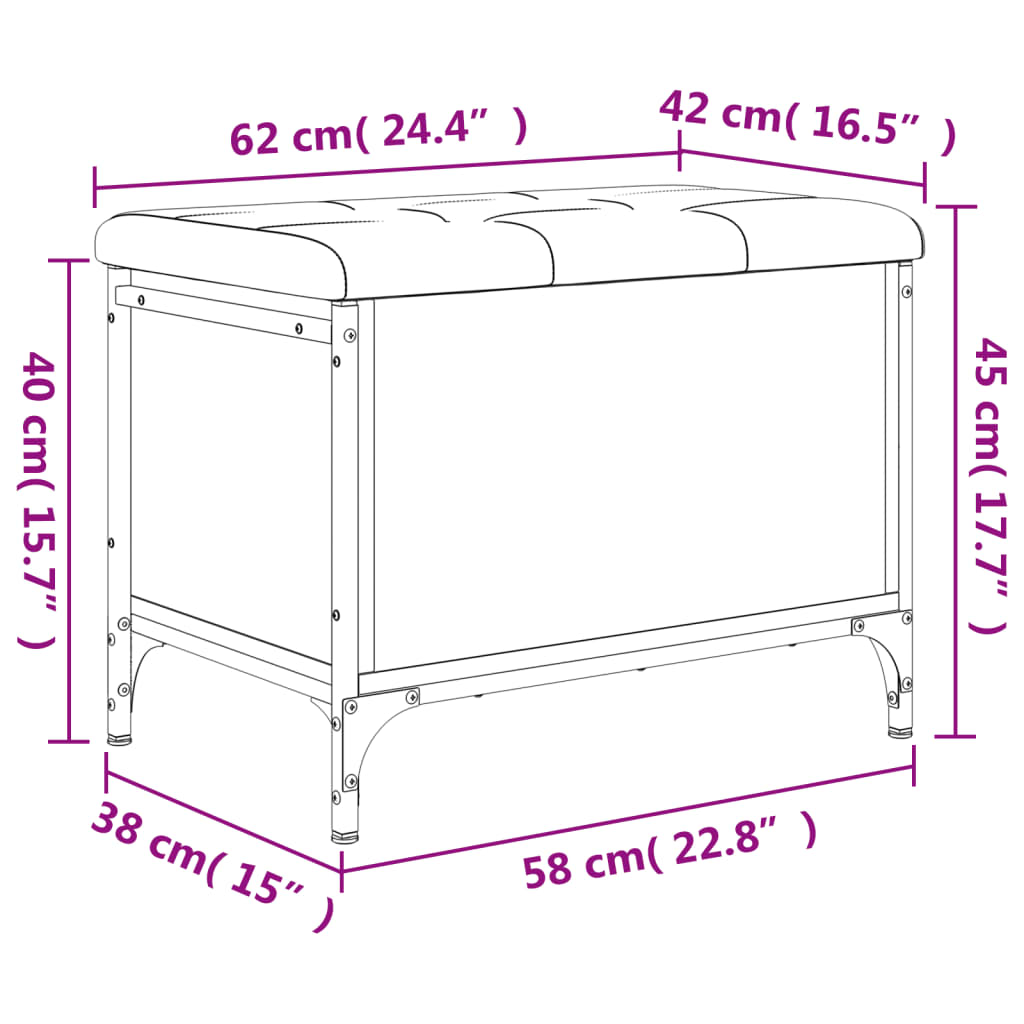 Banc de rangement noir 62x42x45 cm bois d'ingénierie - XIOS