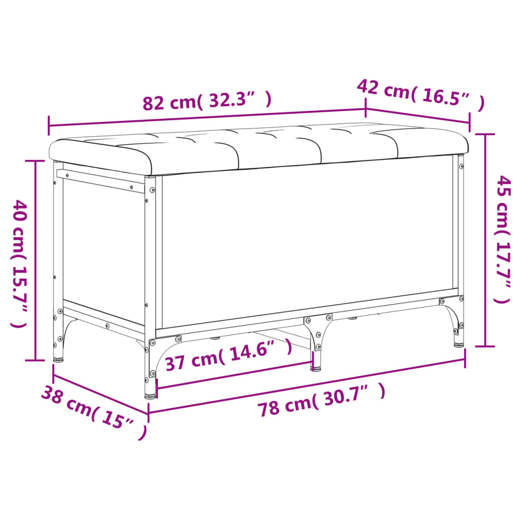 Banc de rangement chêne marron 82x42x45 cm Bois d'ingénierie - XIOS