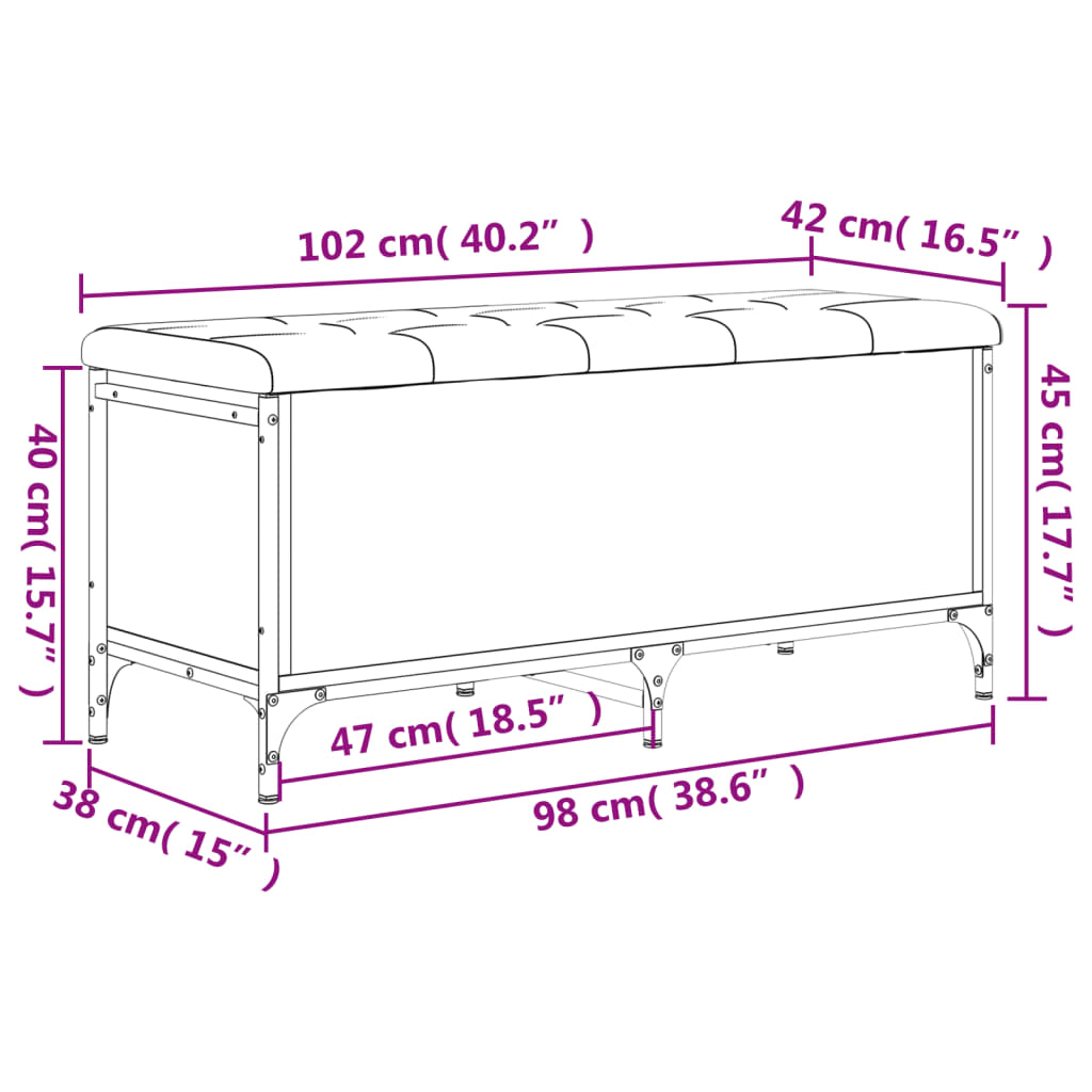 Banc de rangement noir 102x42x45 cm bois d'ingénierie - XIOS