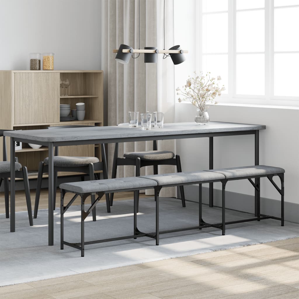 Banc à manger gris clair 186x32x45 cm acier et tissu - XIOS