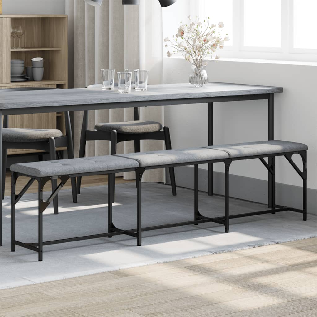 Banc à manger gris clair 186x32x45 cm acier et tissu - XIOS