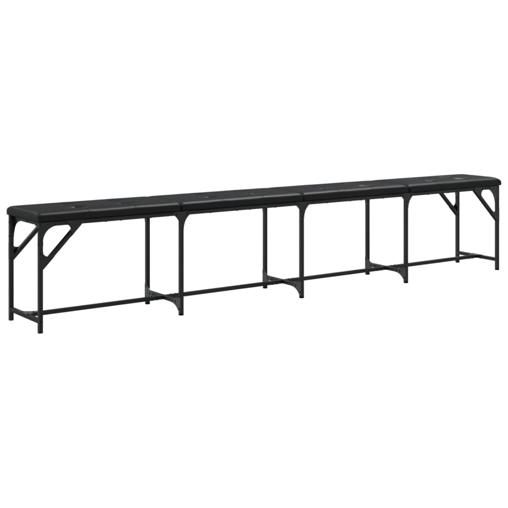 Banc à manger noir 248x32x45 cm acier et similicuir - XIOS
