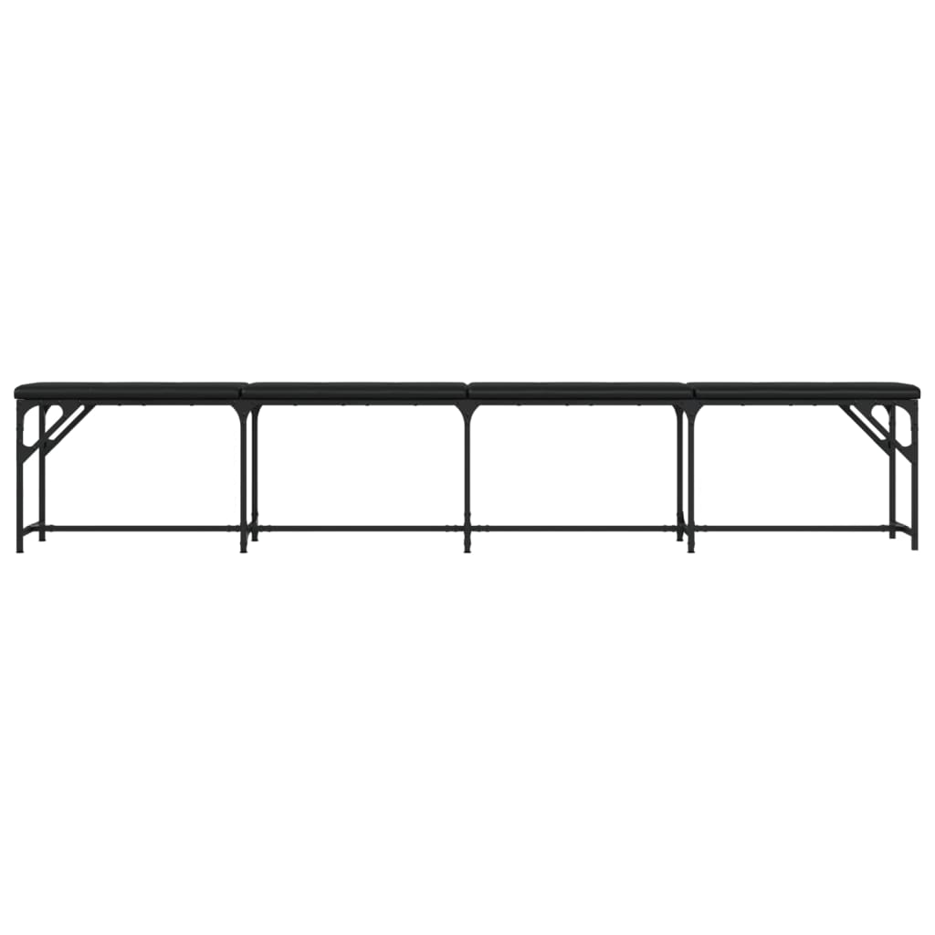 Banc à manger noir 248x32x45 cm acier et similicuir - XIOS