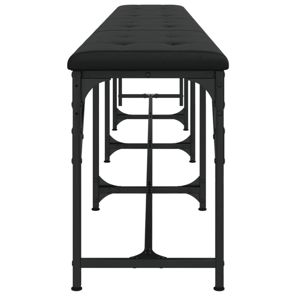 Banc à manger noir 248x32x45 cm acier et similicuir - XIOS