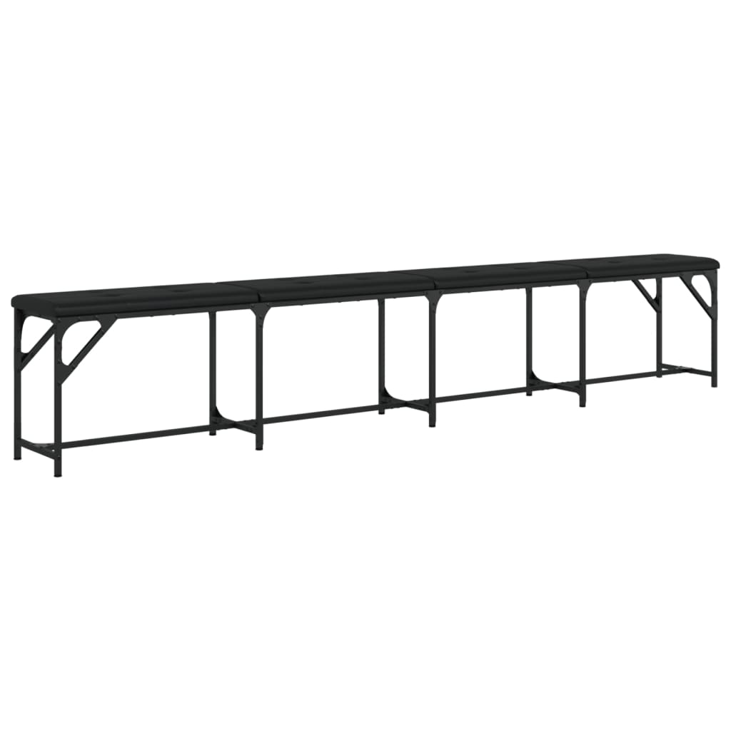 Banc à manger noir 248x32x45 cm acier et similicuir - XIOS