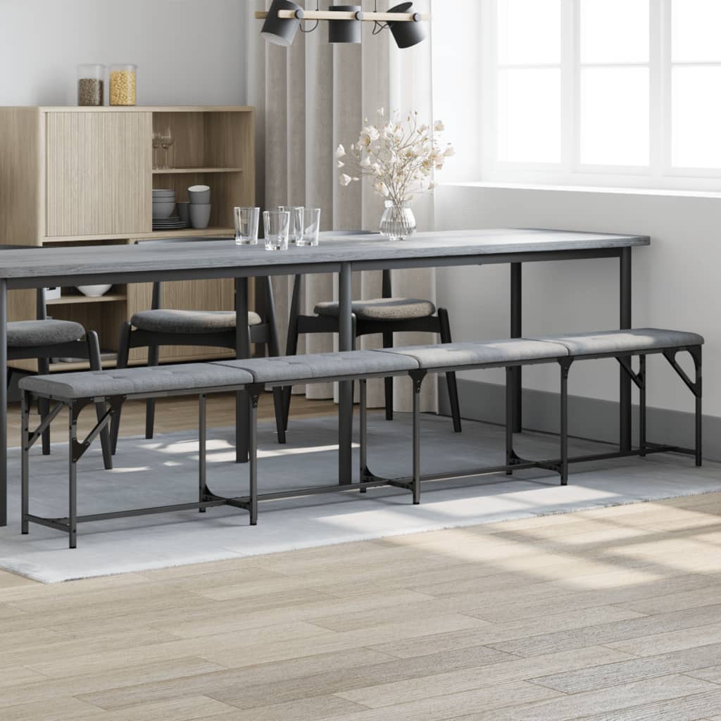 Banc à manger gris clair 248x32x45 cm acier et tissu - XIOS