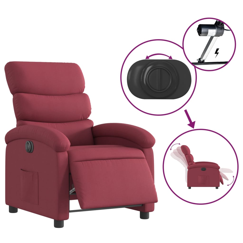 Fauteuil inclinable électrique Rouge bordeaux Tissu - XIOS