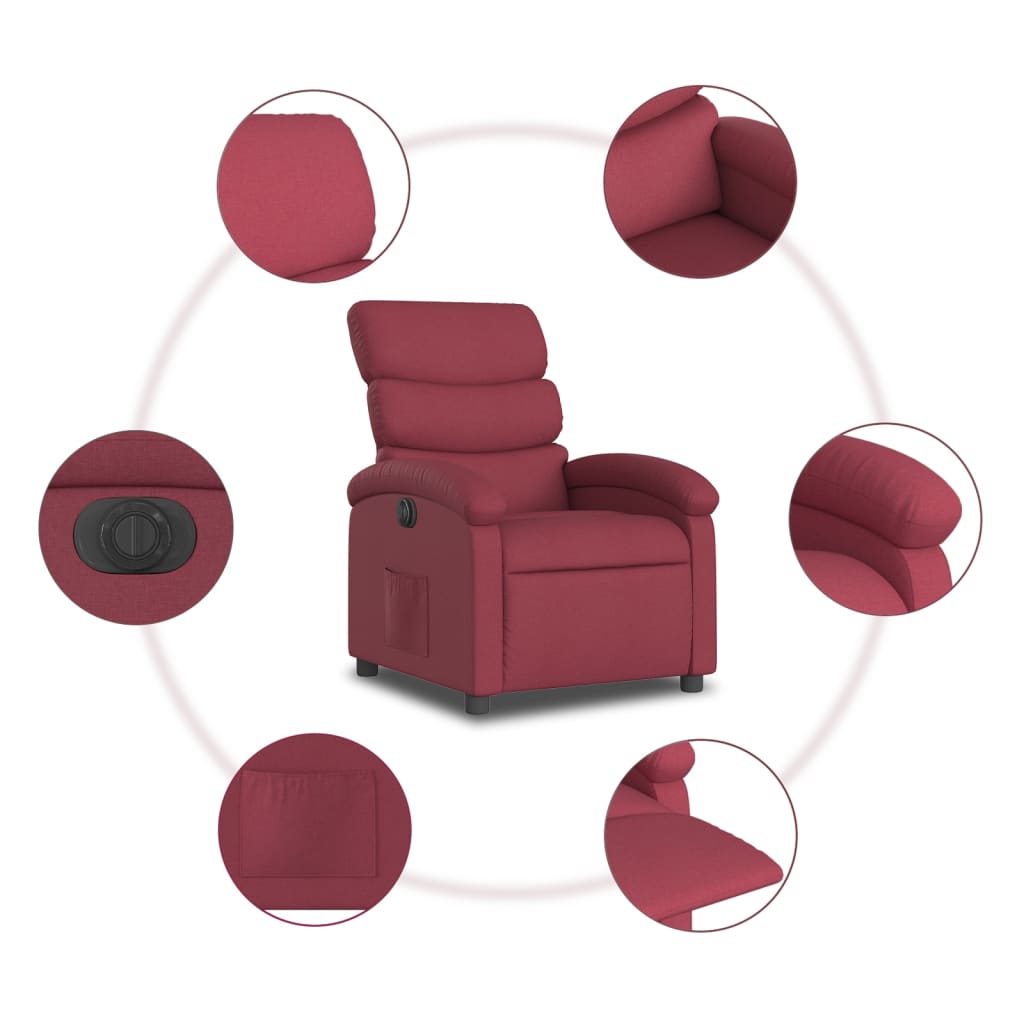 Fauteuil inclinable électrique Rouge bordeaux Tissu - XIOS