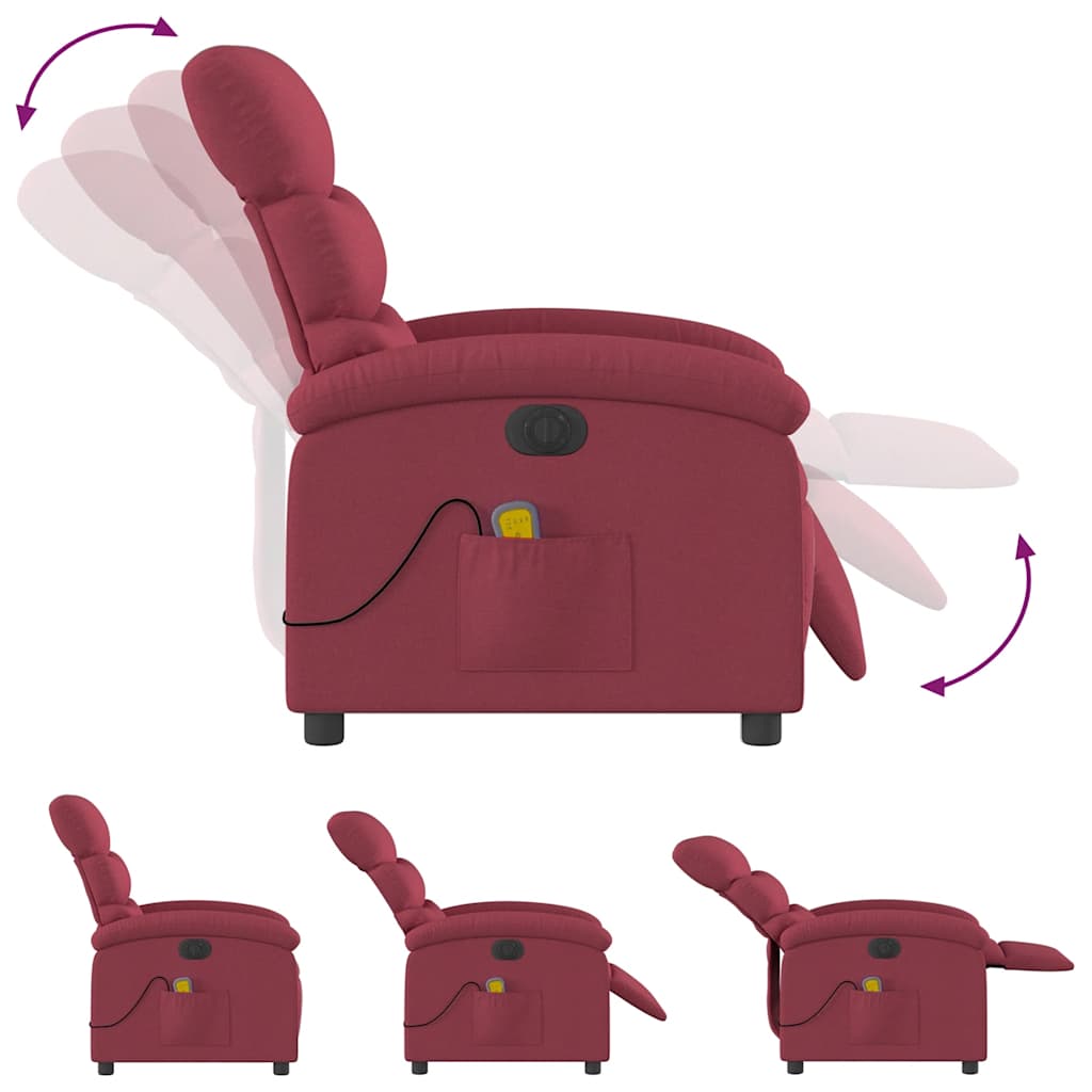 Fauteuil de massage inclinable électrique Rouge bordeaux Tissu - XIOS