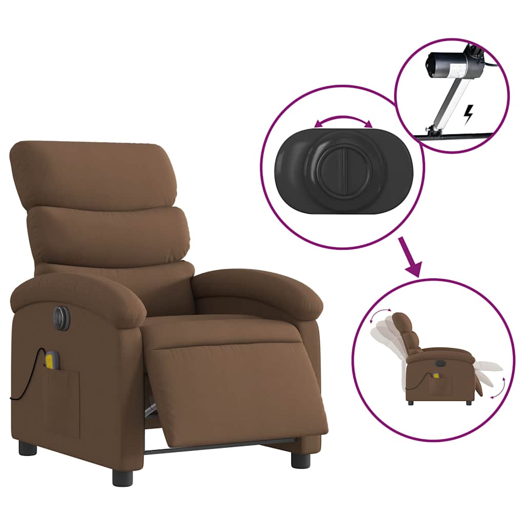 Fauteuil inclinable de massage électrique marron tissu - XIOS