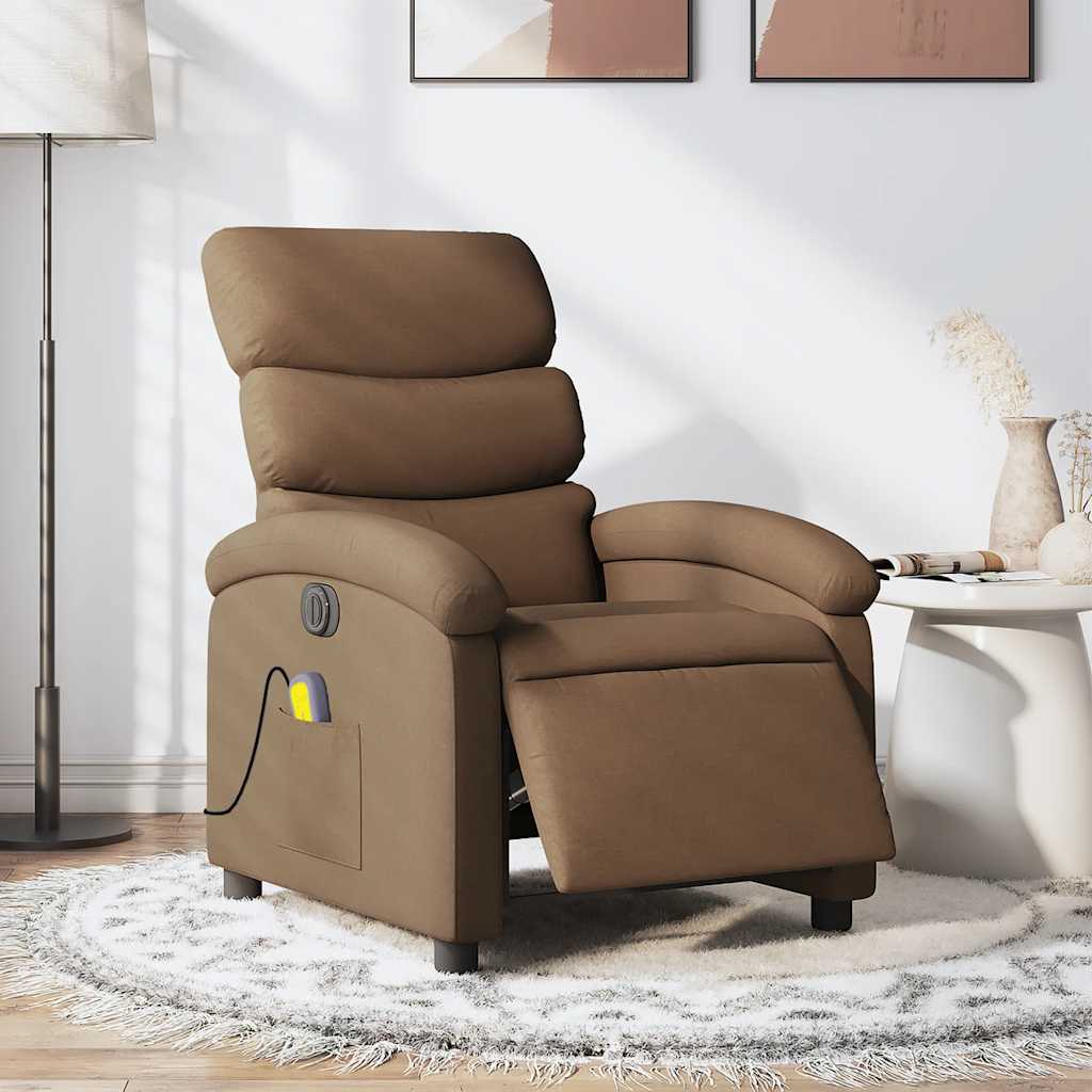 Fauteuil inclinable de massage électrique marron tissu - XIOS