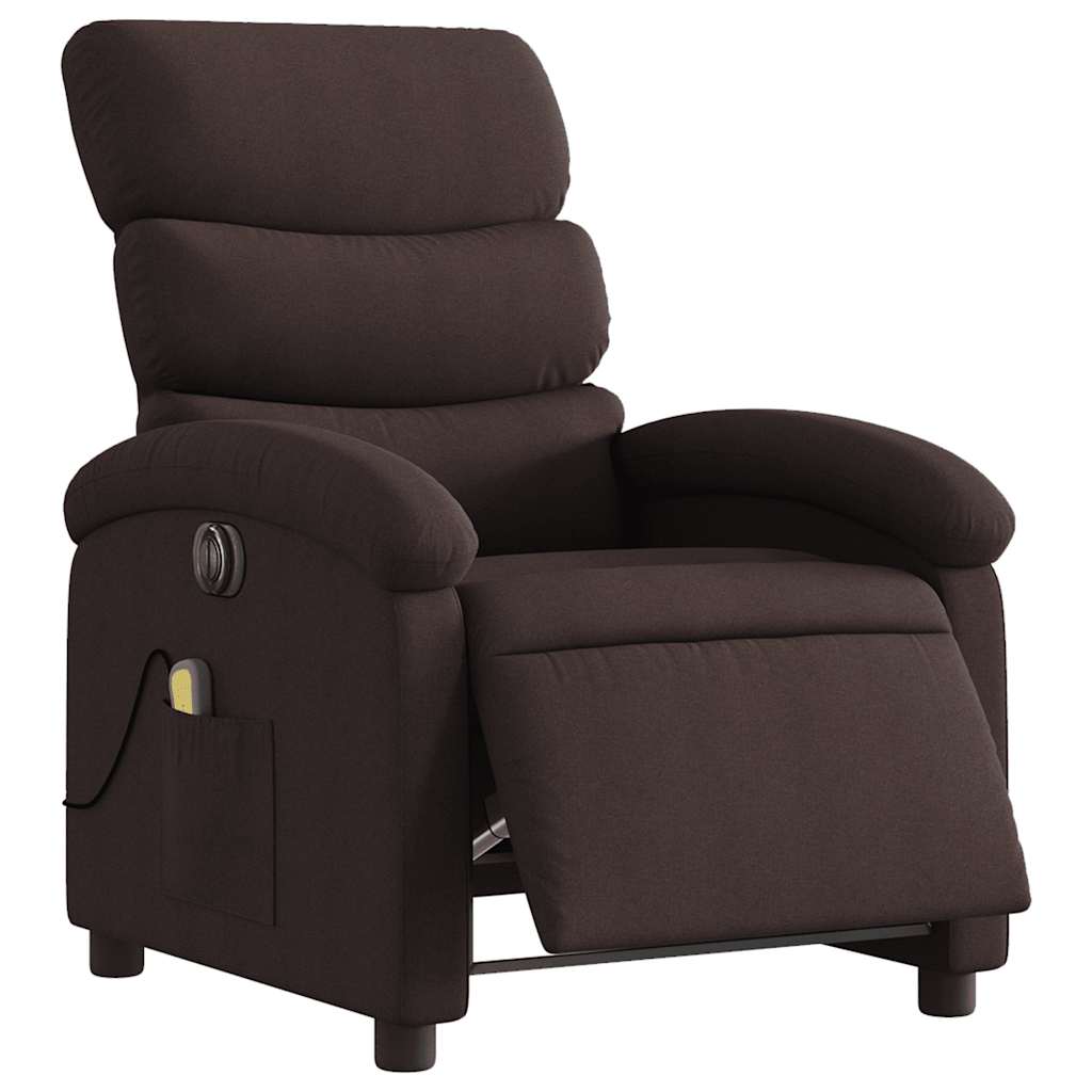 Fauteuil de massage inclinable électrique Marron foncé Tissu - XIOS