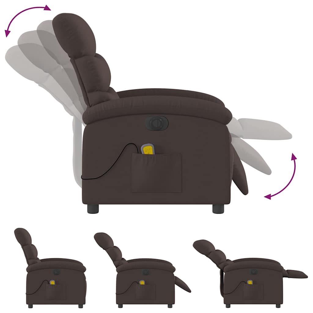 Fauteuil de massage inclinable électrique Marron foncé Tissu - XIOS