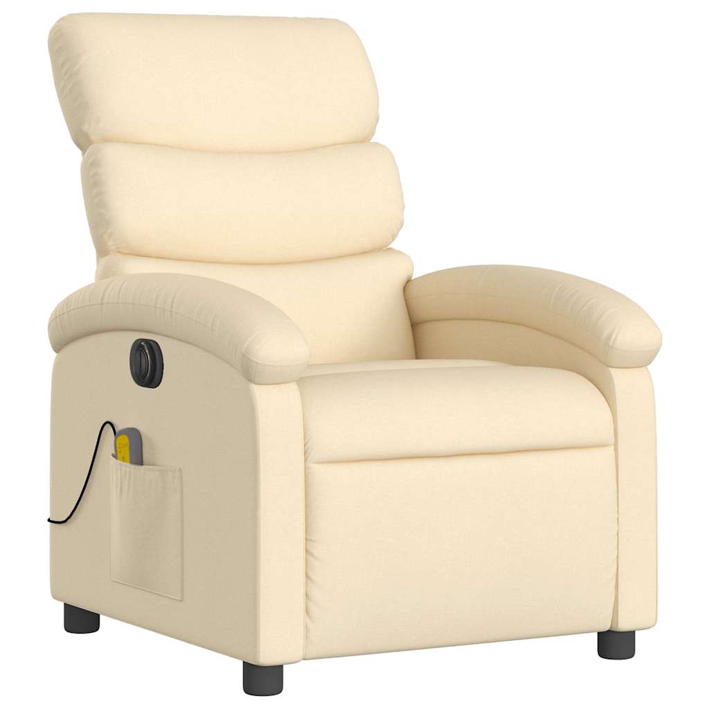 Fauteuil inclinable de massage électrique crème tissu - XIOS