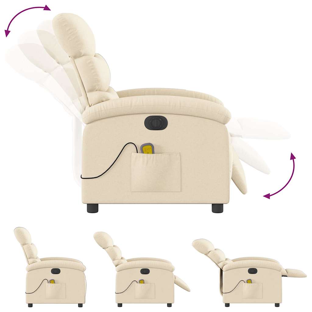 Fauteuil inclinable de massage électrique crème tissu - XIOS