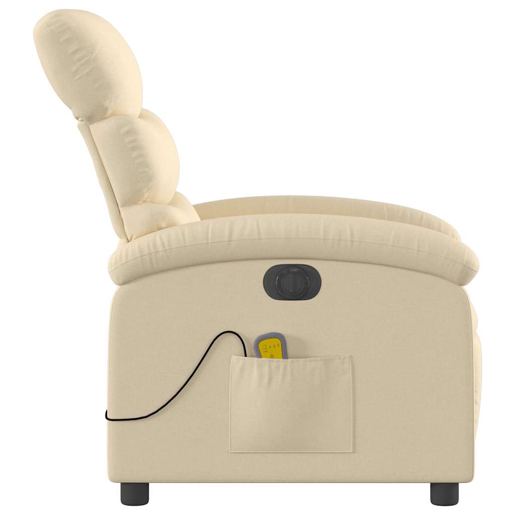 Fauteuil inclinable de massage électrique crème tissu - XIOS