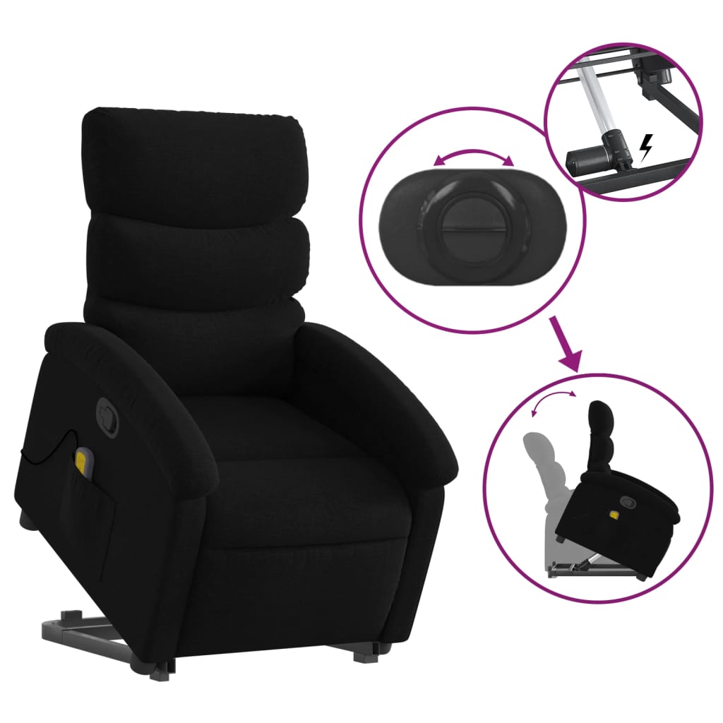 Fauteuil de massage inclinable Noir Tissu - XIOS