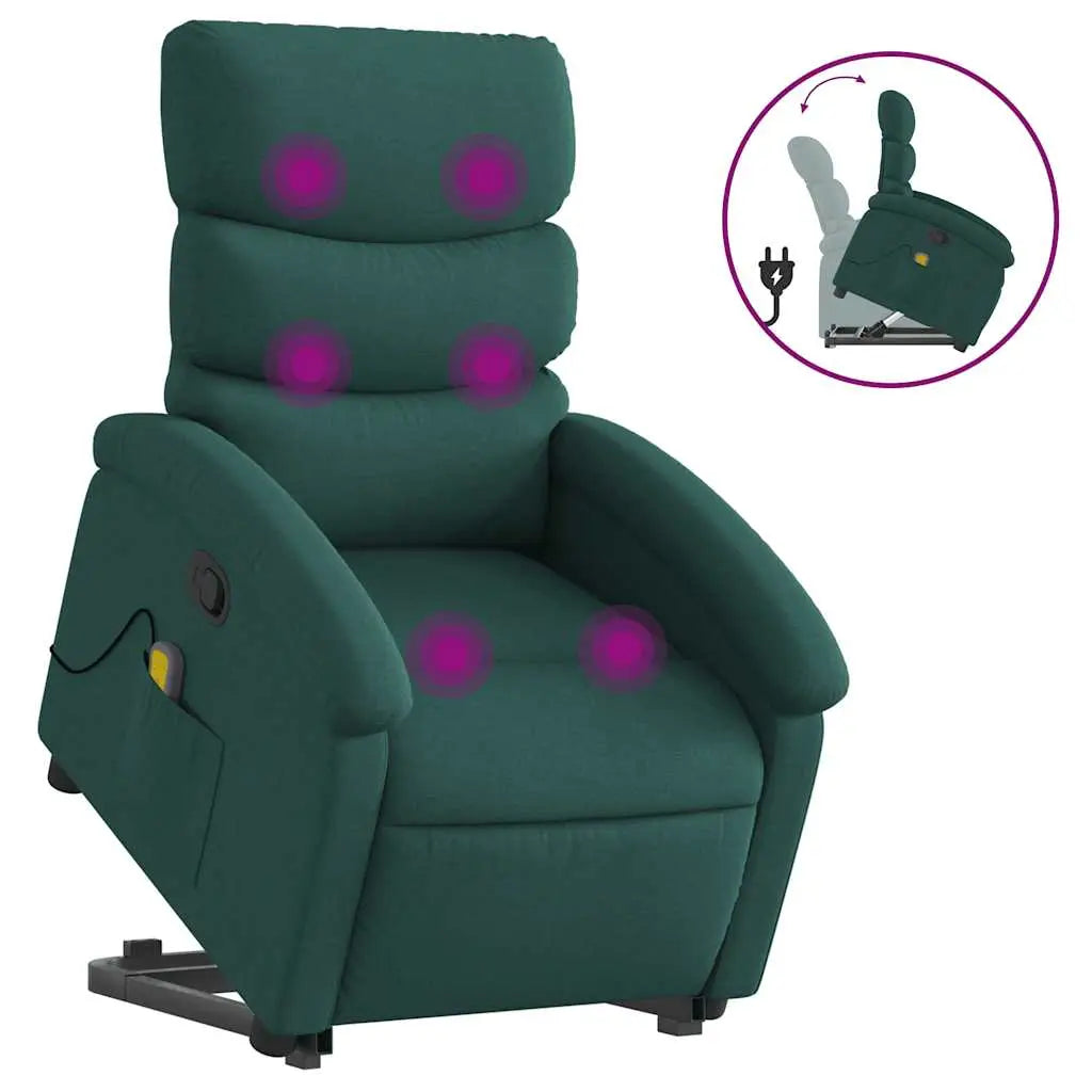 Fauteuil inclinable de massage Vert foncé Tissu - XIOS
