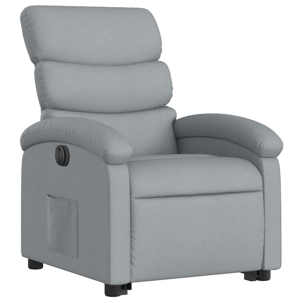 Fauteuil inclinable électrique gris clair tissu - XIOS
