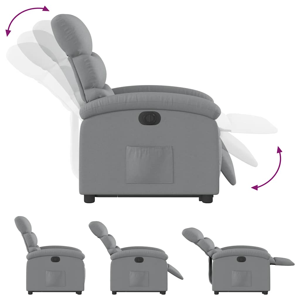 Fauteuil inclinable électrique gris clair tissu - XIOS