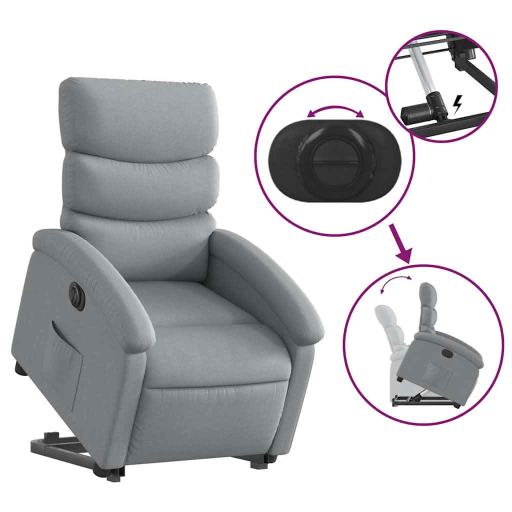 Fauteuil inclinable électrique gris clair tissu - XIOS