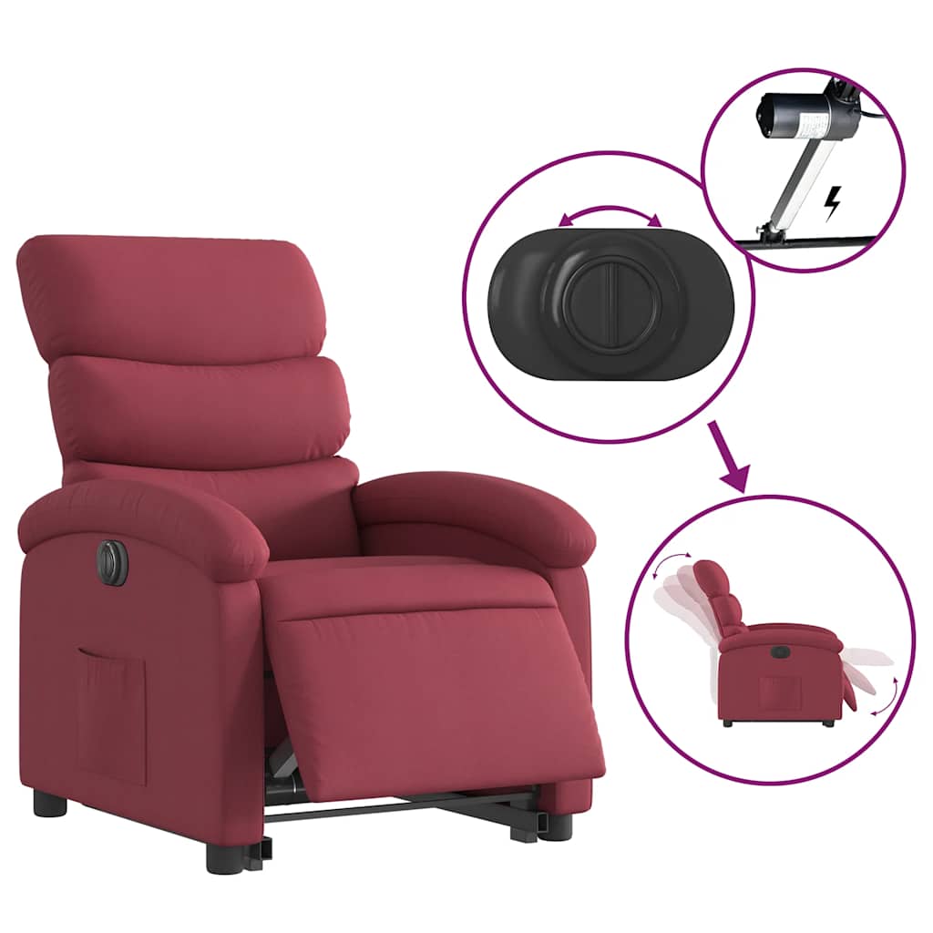 Fauteuil inclinable électrique rouge bordeaux tissu - XIOS
