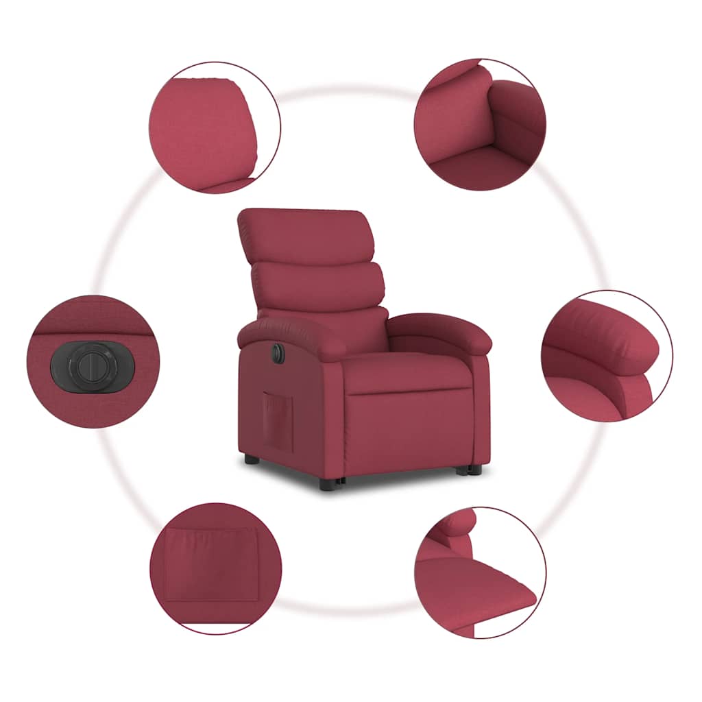 Fauteuil inclinable électrique rouge bordeaux tissu - XIOS