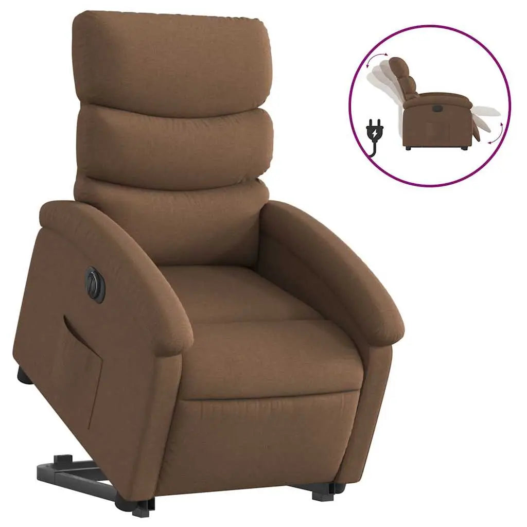 Fauteuil inclinable électrique marron tissu - XIOS