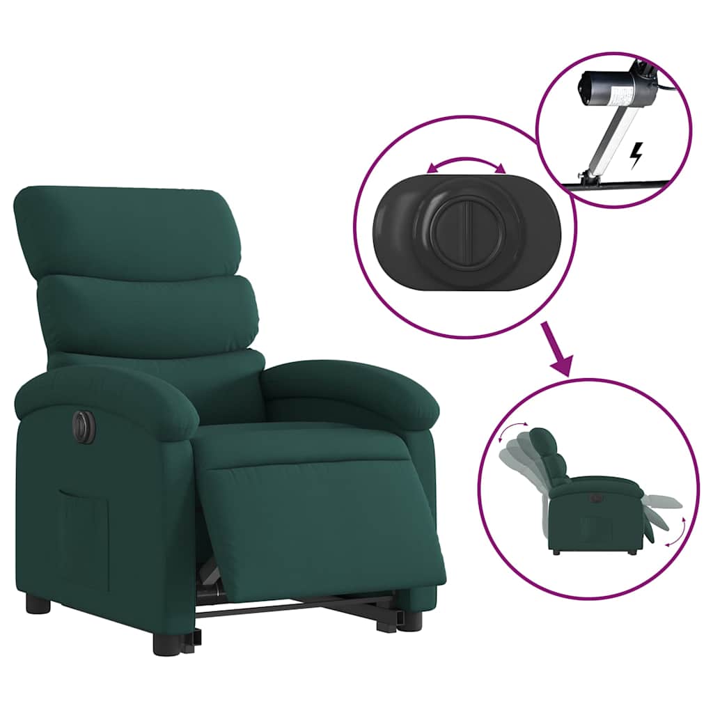 Fauteuil inclinable électrique vert foncé tissu - XIOS