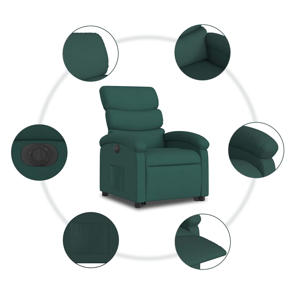 Fauteuil inclinable électrique vert foncé tissu - XIOS