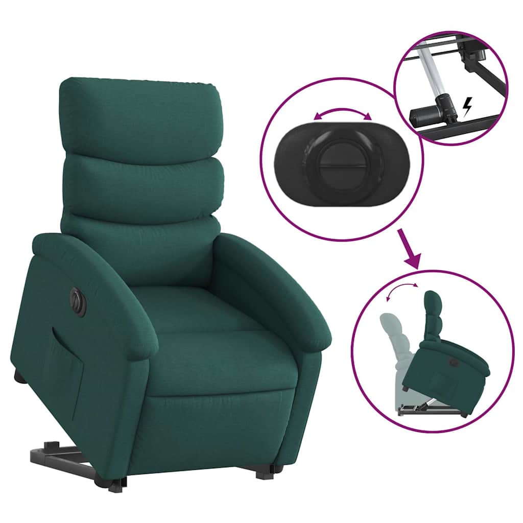 Fauteuil inclinable électrique vert foncé tissu - XIOS