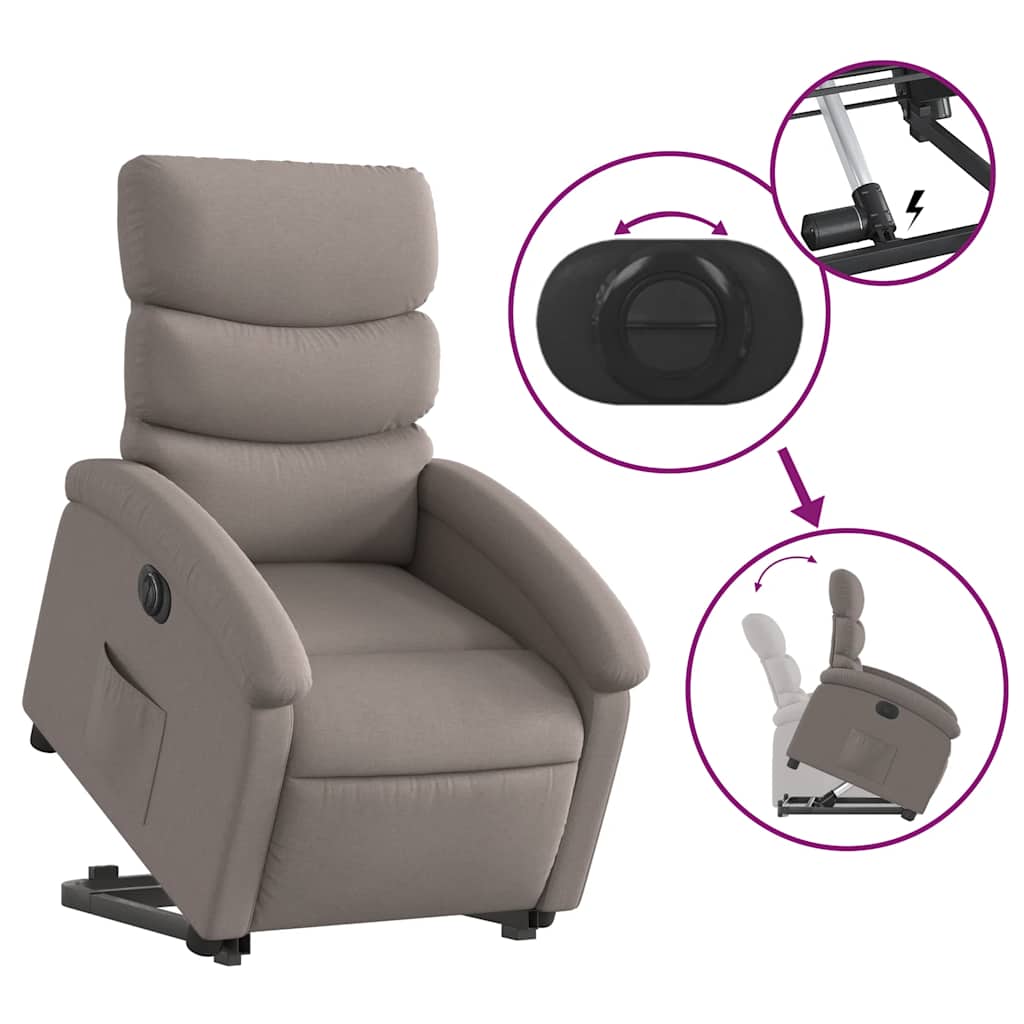 Fauteuil inclinable électrique taupe tissu - XIOS