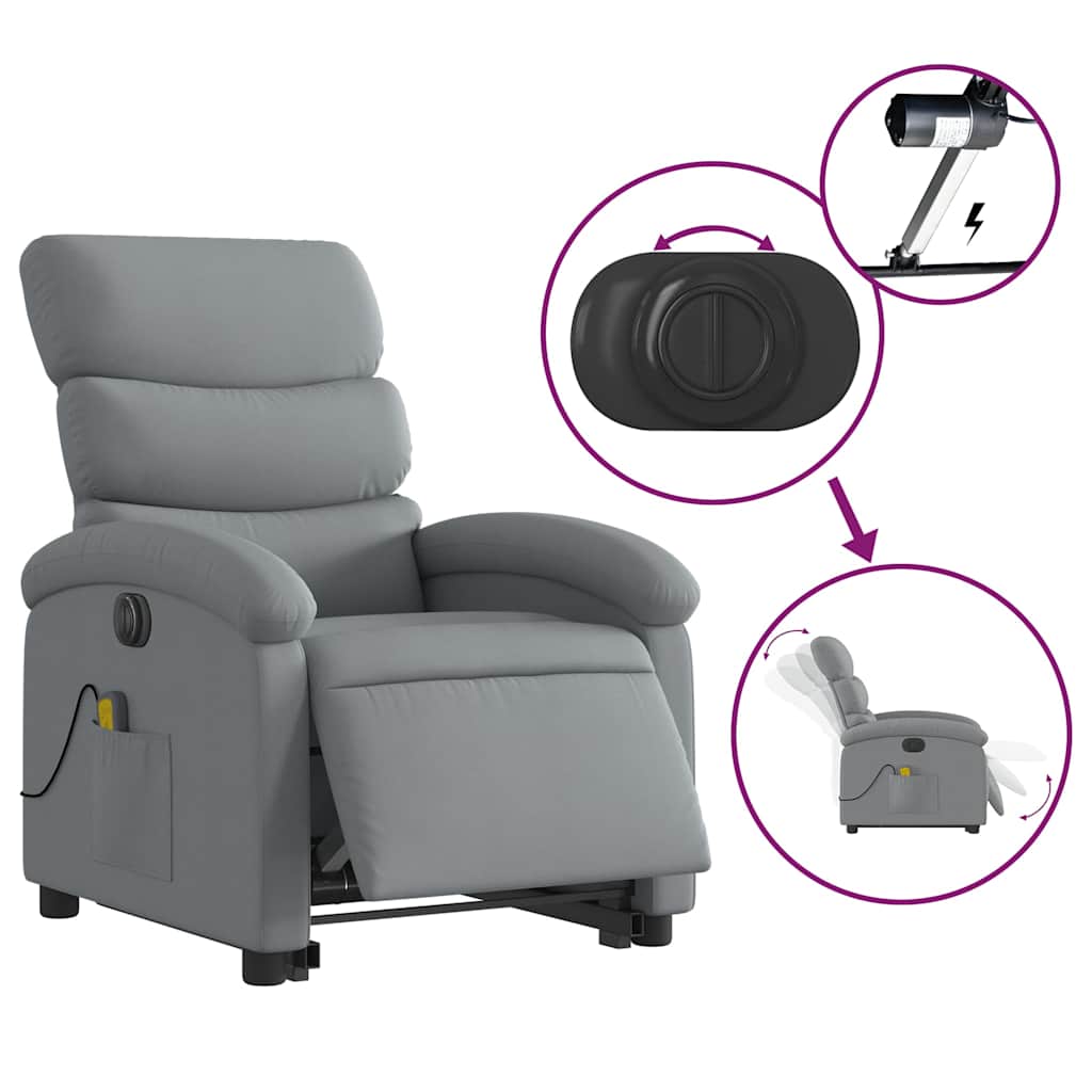 Fauteuil inclinable de massage électrique Gris clair Tissu - XIOS