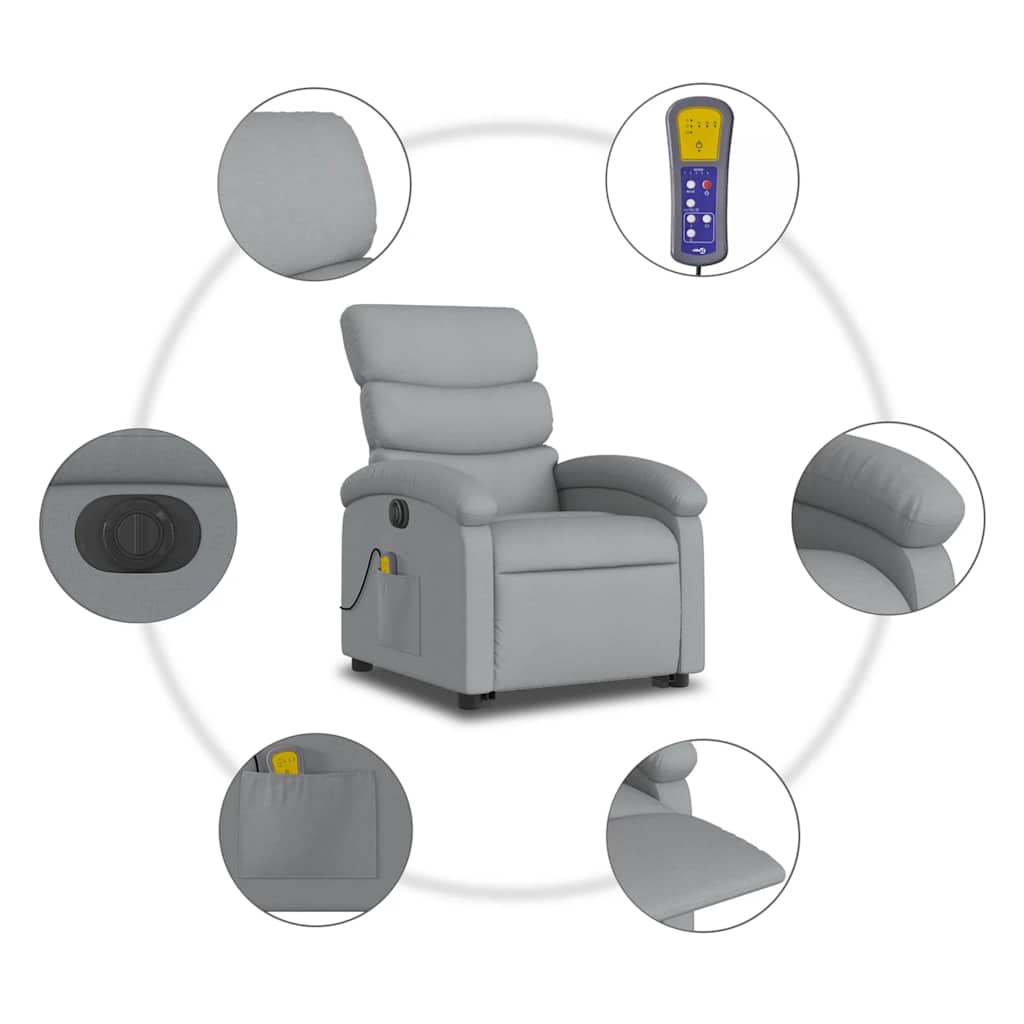 Fauteuil inclinable de massage électrique Gris clair Tissu - XIOS